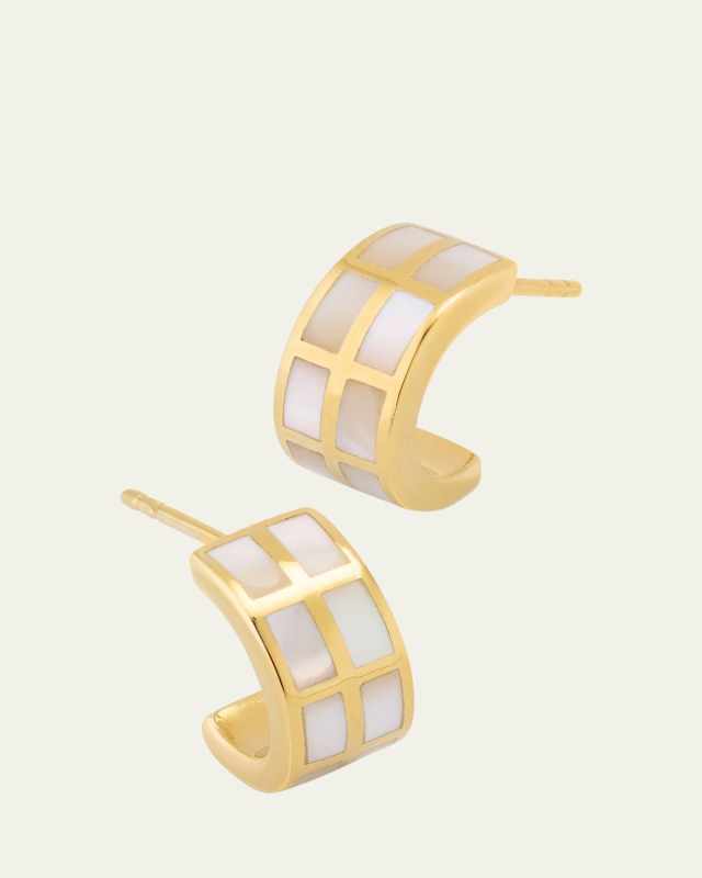 Dash Rectangle Gemstone Huggie Earrings